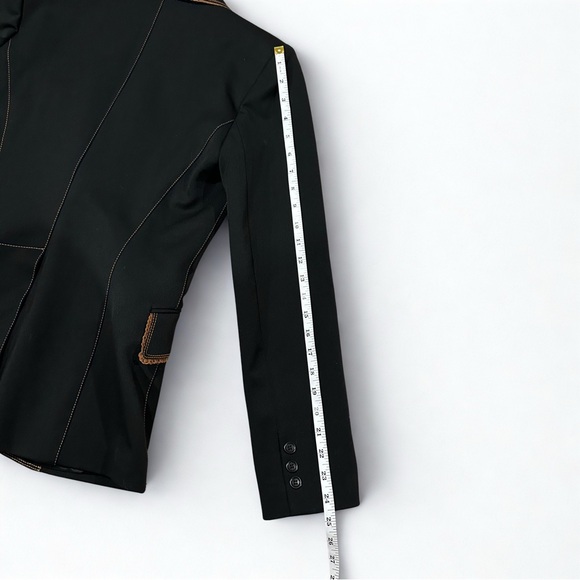 Vertigo Paris Tailored Black Blazer Contrast Stitching Size S Made in France EUC - Picture 9 of 10